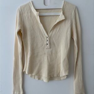 NWOT Free People One thermal crop top pullover We The Free long sleeve crop M